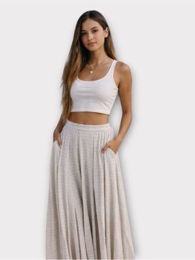 ACACIA Swimwear Light Gray Patterned Maxi Skirt